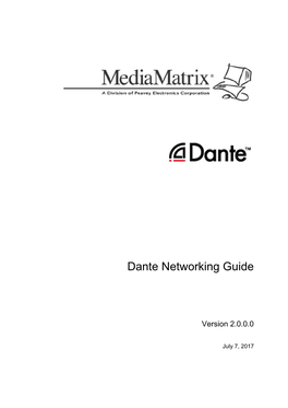 Dante Networking Guide