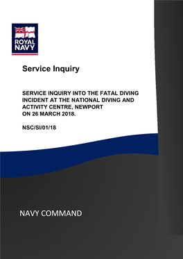 Service Inquiry Into the Fatal Diving Incident at the National Diving and Activity Centre, Newport on 26 March 2018