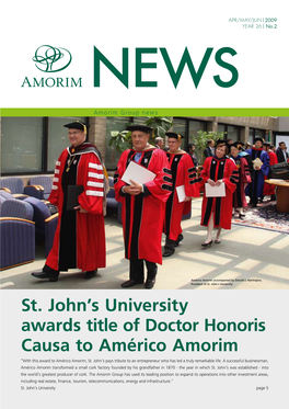 St. John's University Awards Title of Doctor Honoris Causa to Américo