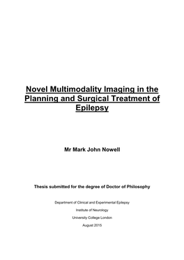 Novel Multimodality Imaging in the Planning and Surgical Treatment of Epilepsy