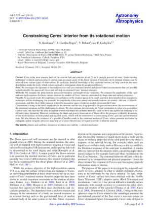 Constraining Ceres' Interior from Its Rotational Motion