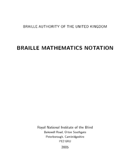 Braille Mathematics Notation