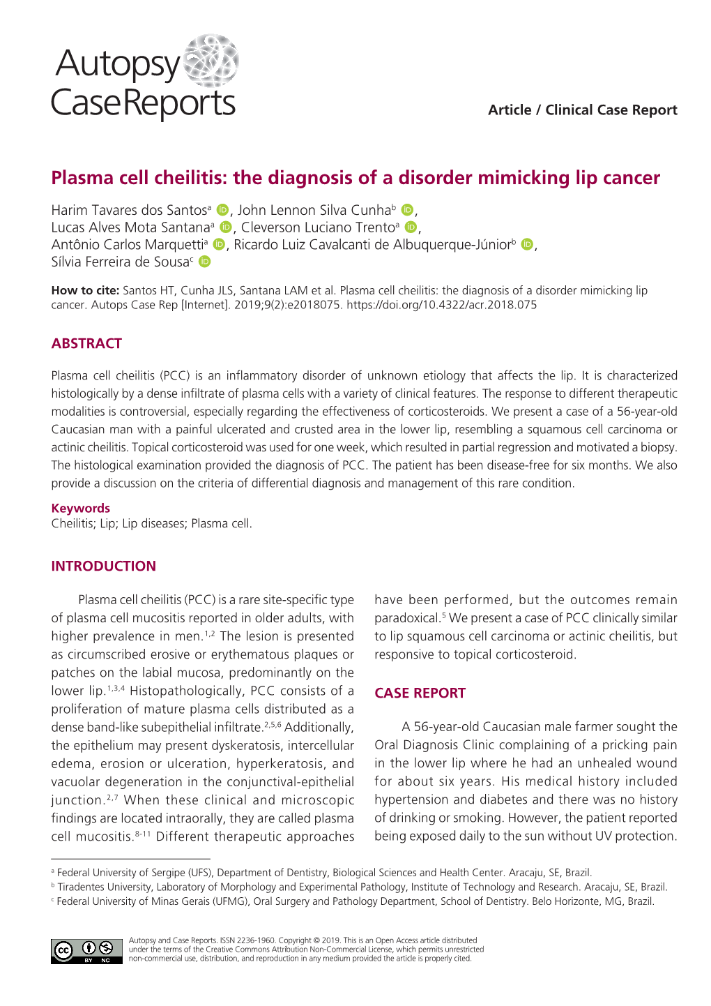 Plasma Cell Cheilitis: the Diagnosis of a Disorder Mimicking Lip Cancer