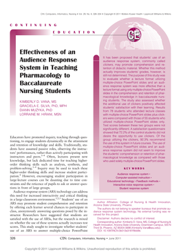 Effectiveness of an Audience Response System in Teaching