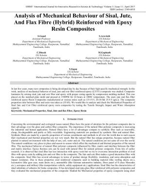 Analysis of Mechanical Behaviour of Sisal, Jute, and Flax Fibre (Hybrid) Reinforced with Epoxy