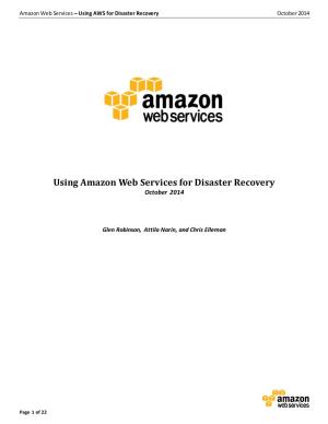 Using Amazon Web Services for Disaster Recovery October 2014