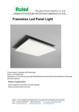 Frameless Led Panel Light
