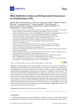 MK2 Inhibition Induces P53-Dependent Senescence in Glioblastoma Cells