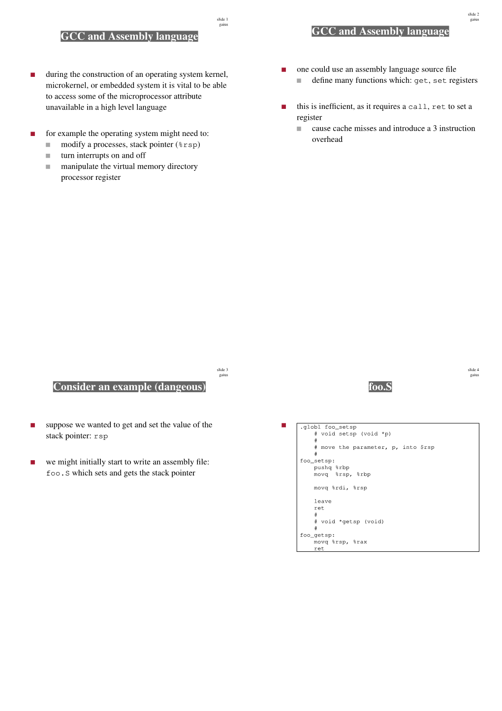 GCC and Assembly Language GCC and Assembly Language