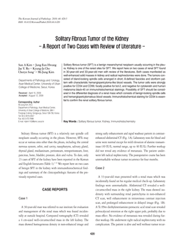 Solitary Fibrous Tumor of the Kidney - a Report of Two Cases with Review of Literature