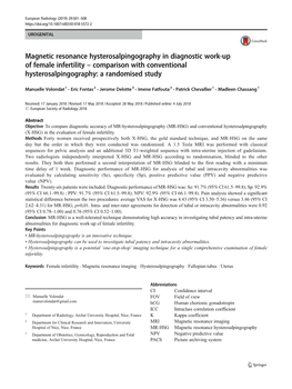 Magnetic Resonance Hysterosalpingography in Diagnostic Work-Up of Female Infertility – Comparison with Conventional Hysterosalpingography: a Randomised Study