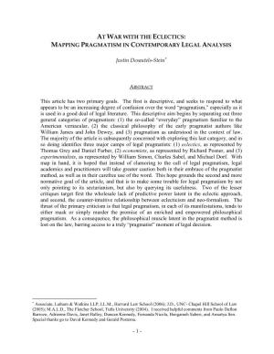 Mapping Pragmatism in Contemporary Legal Analysis