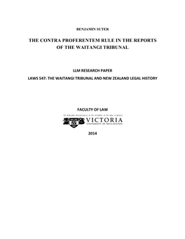 The Contra Proferentem Rule in the Reports of the Waitangi Tribunal