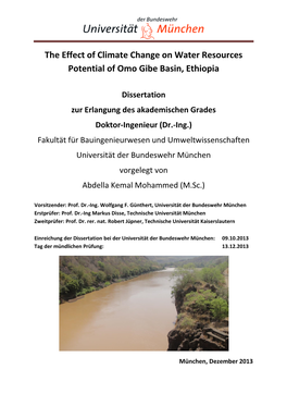 The Effect of Climate Change on Water Resources Potential of Omo Gibe Basin, Ethiopia