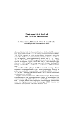 Electroanalytical Study of the Pesticide Ethiofencarb