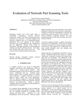 Evaluation of Network Port Scanning Tools