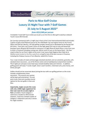 Paris to Nice Golf Cruise Luxury 15