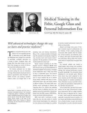 Medical Training in the Fitbit, Google Glass and Personal Information Era Carla M