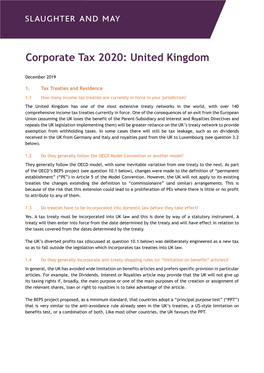 Corporate Tax 2020: United Kingdom