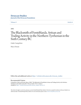 The Blacksmith of Fonteblanda. Artisan and Trading Activity in the Northern Tyrrhenian in the Sixth Century BC