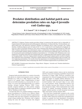 Predator Distribution and Habitat Patch Area Determine Predation Rates on Age-0 Juvenile Cod Gadus Spp
