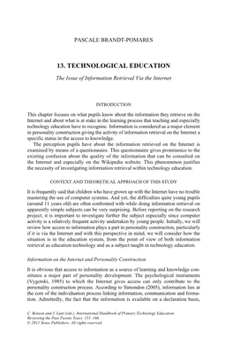13. Technological Education