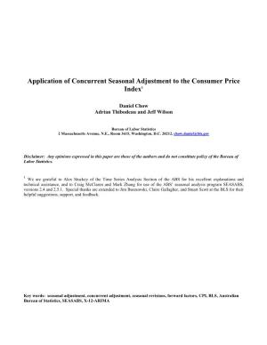 Application of Concurrent Seasonal Adjustment to the Consumer Price Index1