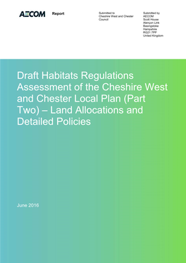 Habitats Regulations Assessment of the Cheshire West and Chester Local Plan (Part Two) – Land Allocations and Detailed Policies