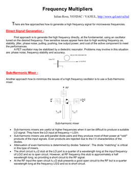 Frequency Multipliers