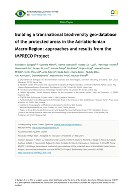 Building a Transnational Biodiversity Geo-Database of the Protected Areas in the Adriatic-Ionian Macro-Region: Approaches and Results from the IMPRECO Project