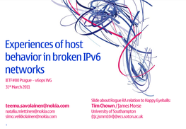 Experiences of Host Behavior in Broken Ipv6 Networks