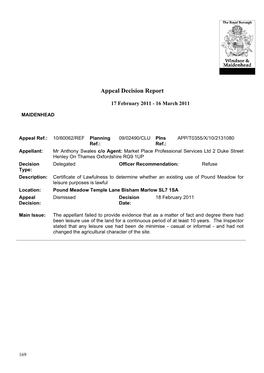 Appeal Decision Report