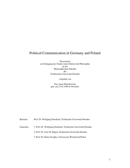 Political Communication in Germany and Poland