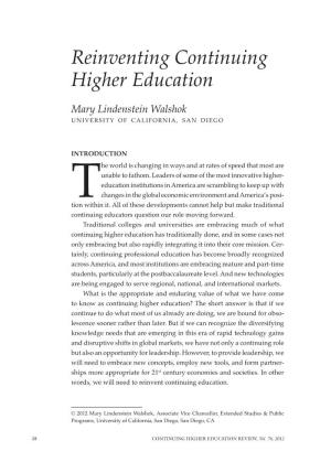 Reinventing Continuing Higher Education