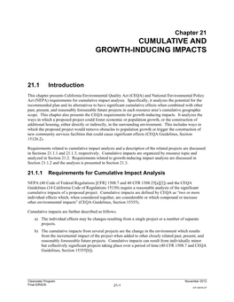 Chapter 21. Cumulative and Growth-Inducing Impacts