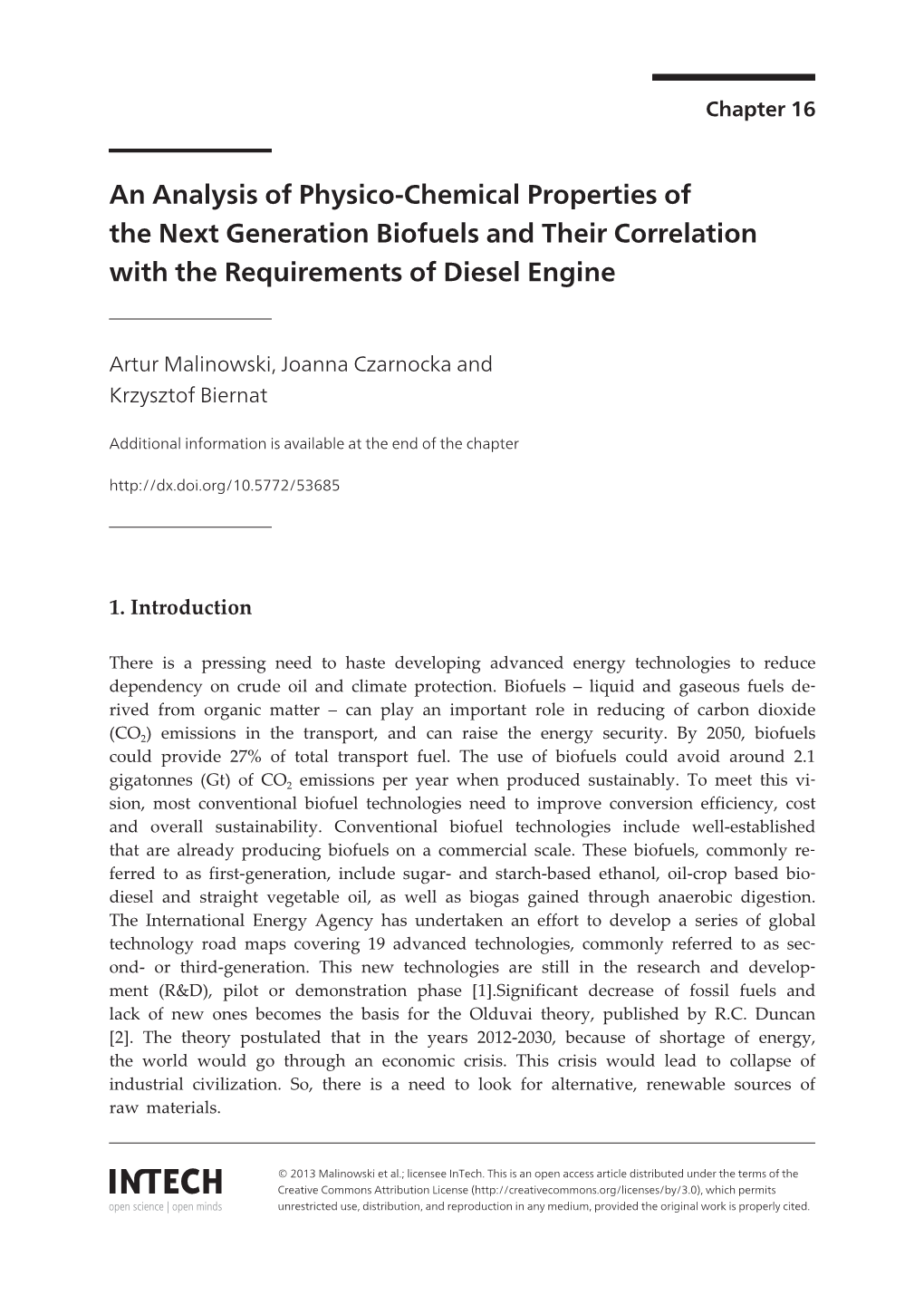 An Analysis of Physico-Chemical Properties of the Next Generation Biofuels and Their Correlation with the Requirements of Diesel Engine