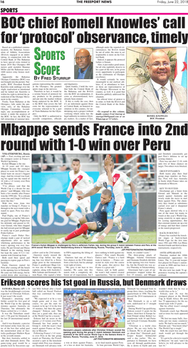Mbappe Sends France Into 2Nd Round with 1-0 Win Over Peru