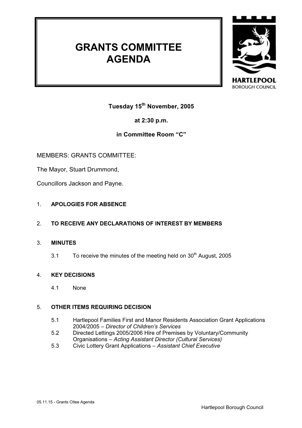 Grants Committee Agenda