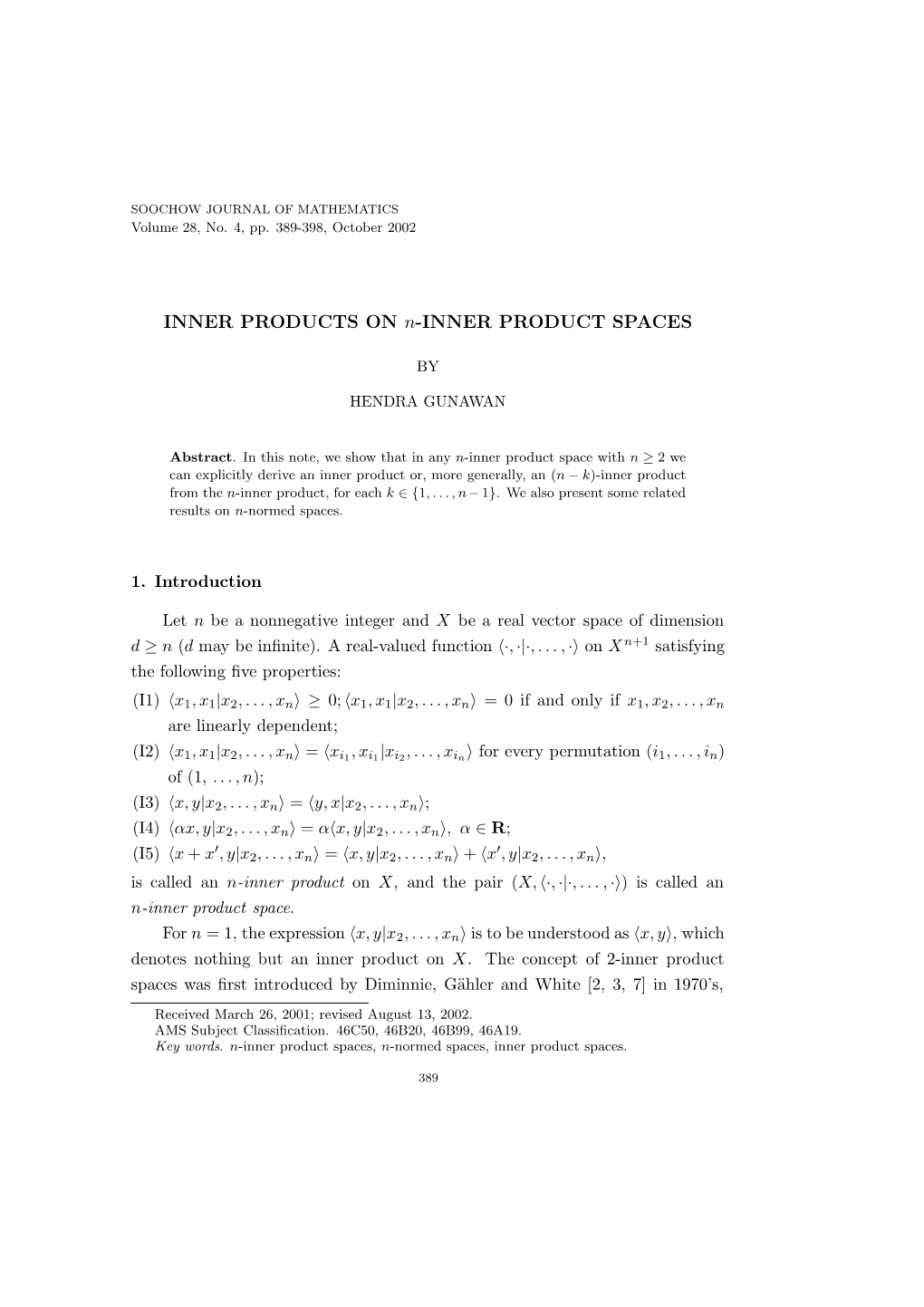 INNER PRODUCTS on N-INNER PRODUCT SPACES