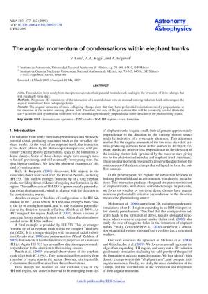 The Angular Momentum of Condensations Within Elephant Trunks