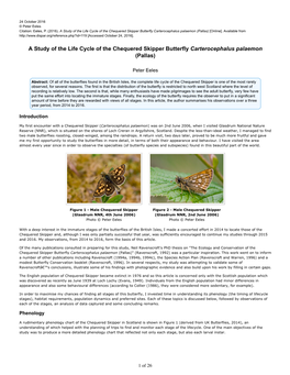 A Study of the Life Cycle of the Chequered Skipper Butterfly Carterocephalus Palaemon (Pallas) [Online]
