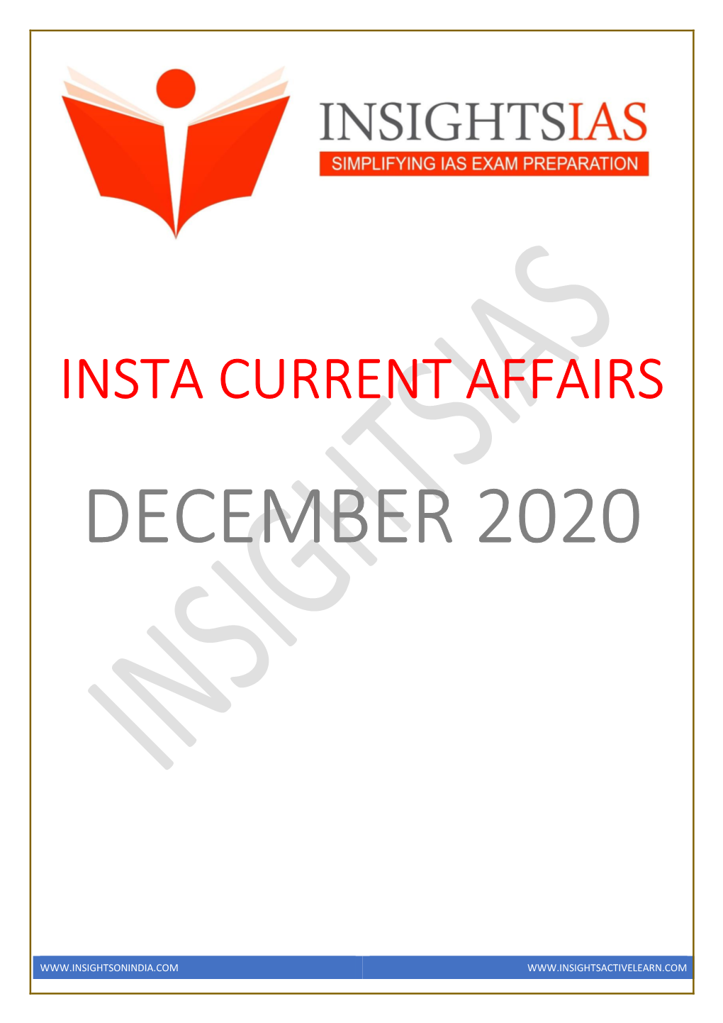 INSTA December 2020 Current Affairs Compilation