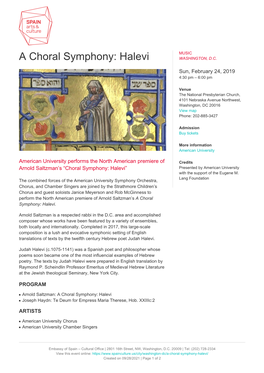 A Choral Symphony: Halevi WASHINGTON, D.C