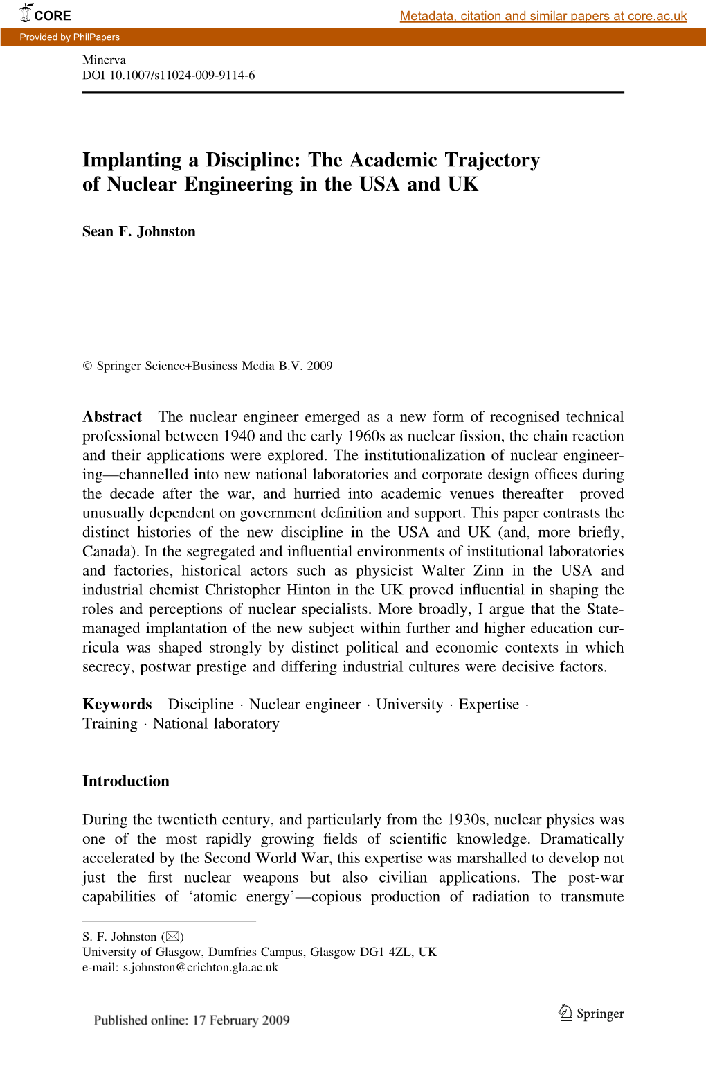 The Academic Trajectory of Nuclear Engineering in the USA and UK