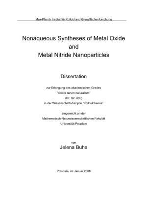 Nonaqueous Syntheses of Metal Oxide and Metal Nitride Nanoparticles