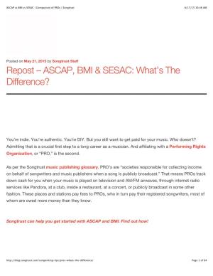 ASCAP Vs BMI Vs SESAC | Comparison of Pros | Songtrust 8/17/15 10:46 AM