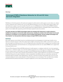 Converged IP/MPLS Backbone Networks for 2G and 3G Voice Services Integration