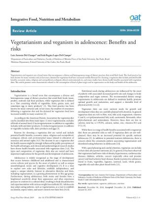 Vegetarianism and Veganism in Adolescence