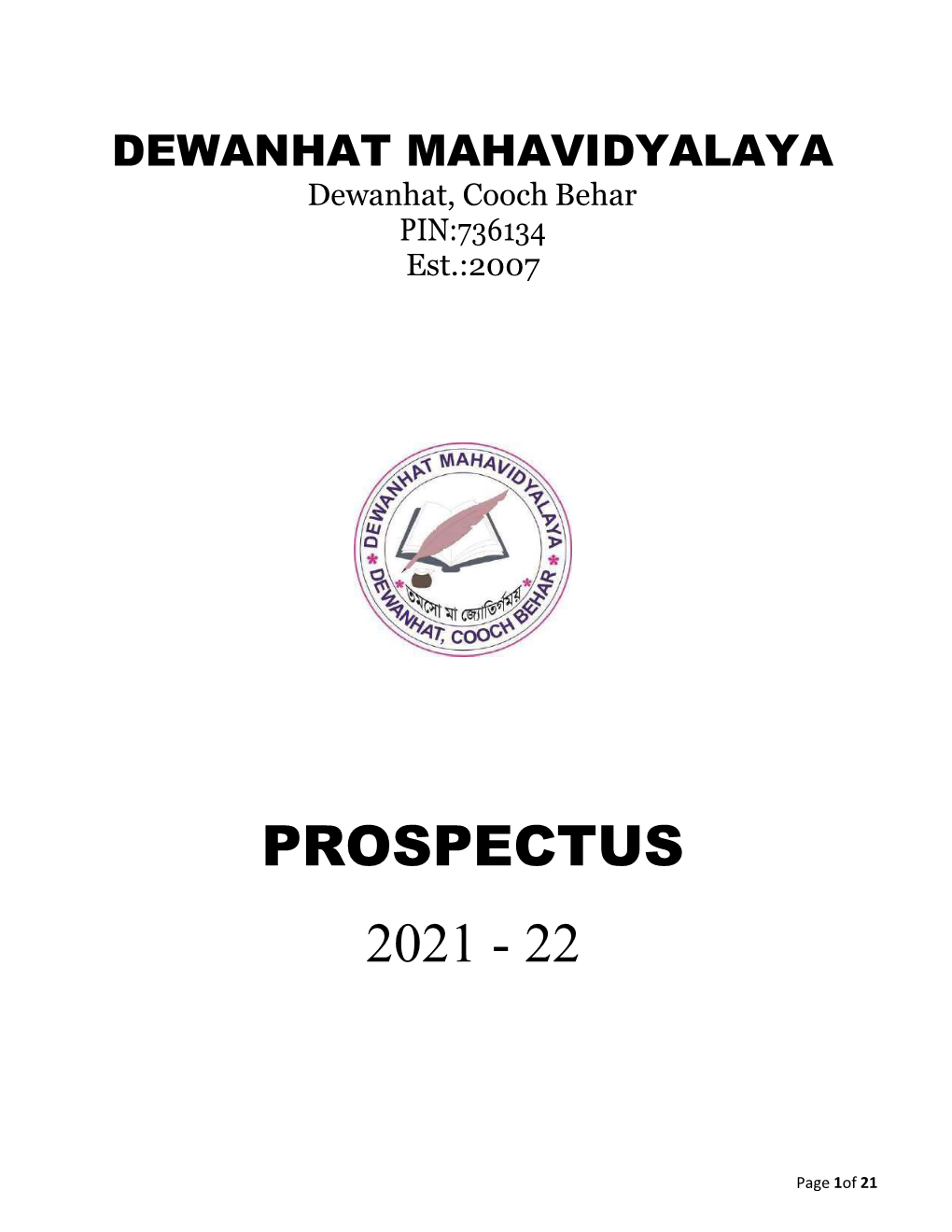 Prospectus 2021 - 22
