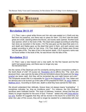 Revelation 20:11-15 Revelation 21:1